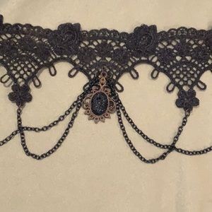 Black gothic chain lace choker